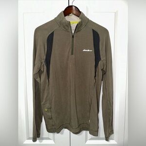 Eddie Bauer Active FreeDry Lightweight Quarterzip Longsleeve M Green